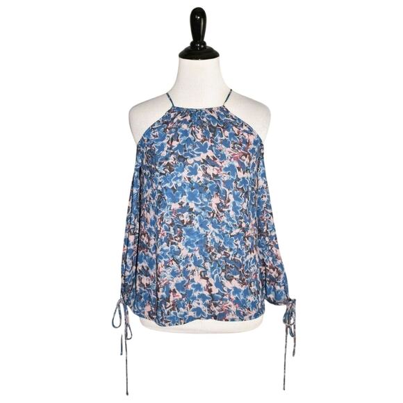 REBECCA MINKOFF NEW $128 Lee Floral‎ Print Cold Shoulder Top XXS - Picture 1 of 4